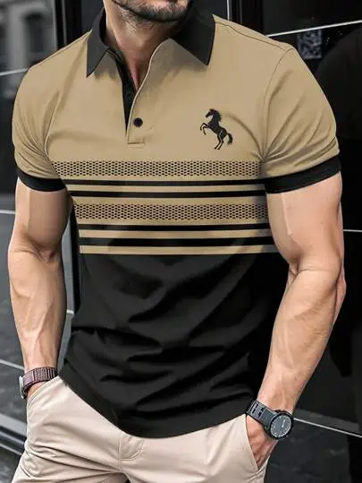 Manfinity Dauomo Men's Simple Fashion Casual Short Sleeve Polo Shirt, For Daily Wear