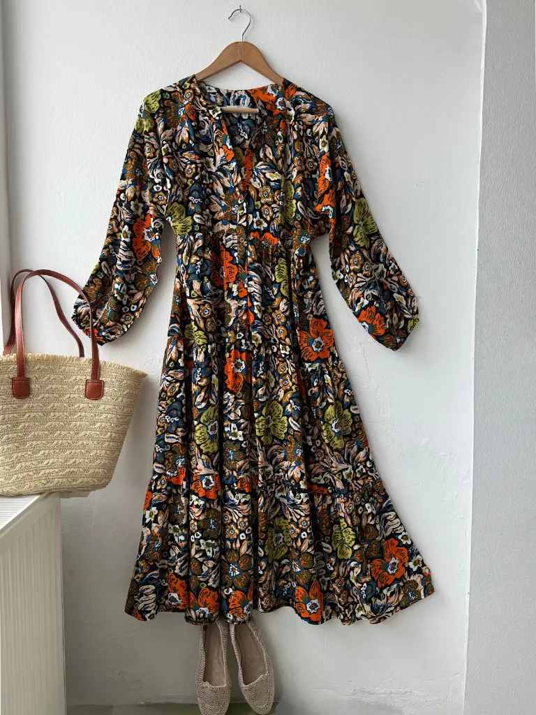Robe Oversize à Motifs Floraux Ethniques – Style Boho Confortable