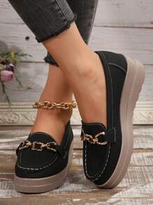Comfortable Thick-Soled Slip-On Rocking Shoes, Jeans Shoes Women's Beige