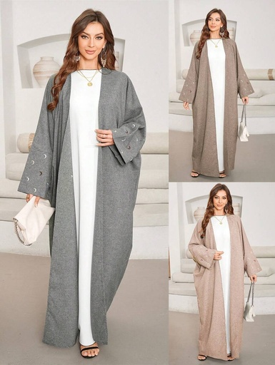 1pc Women Fashionable And Elegant Moon Embroidered Cardigan Robe