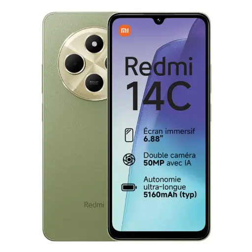 Xiaomi Redmi 14C – Écran 6,9″ 120 Hz • Caméra 50 MP • Batterie 5 160 mAh longue durée