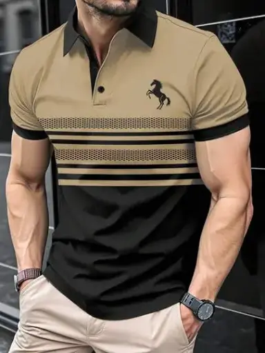 Manfinity Dauomo Men's Simple Fashion Casual Short Sleeve Polo Shirt, For Daily Wear