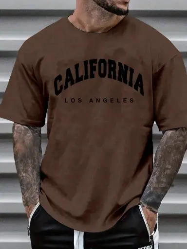 Manfinity Dauomo Men's Summer Casual Short Sleeve T-Shirt With Letter Print