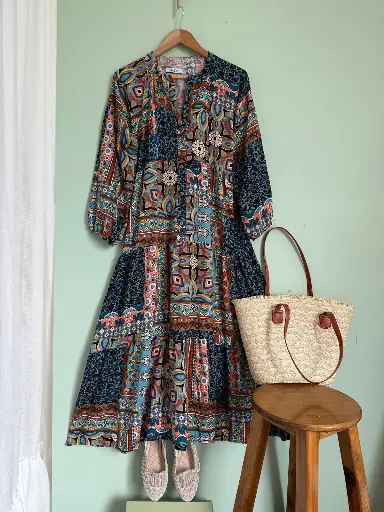 Robe Oversize à Motifs Floraux Ethniques – Style Boho Confortable